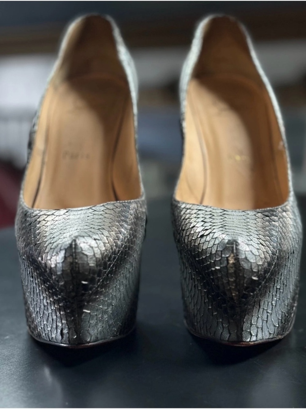 Christian Louboutin Python Daffodile Animal Print Platform Pumps Size 39 US 9 - Picture 3 of 7
